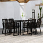 Set Mobili Da Pranzo Per Giardino 7 Pz Nero