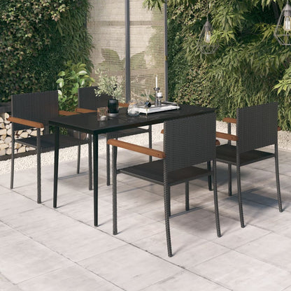 Set Mobili Da Pranzo Da Giardino 9 Pz Nero