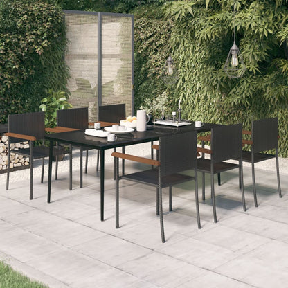Set Mobili Da Pranzo Da Giardino 9 Pz Nero