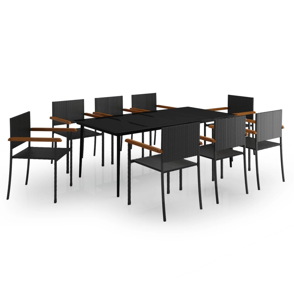 Set Mobili Da Pranzo Da Giardino 9 Pz Nero