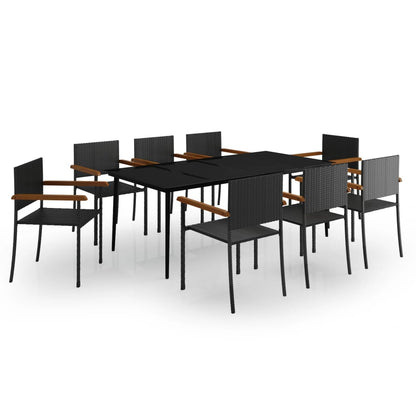 Set Mobili Da Pranzo Da Giardino 9 Pz Nero