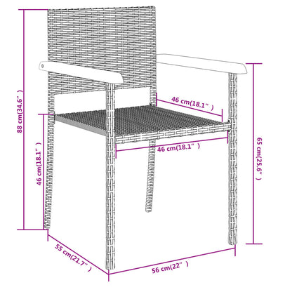 Set Mobili Da Pranzo Da Giardino 9 Pz Nero