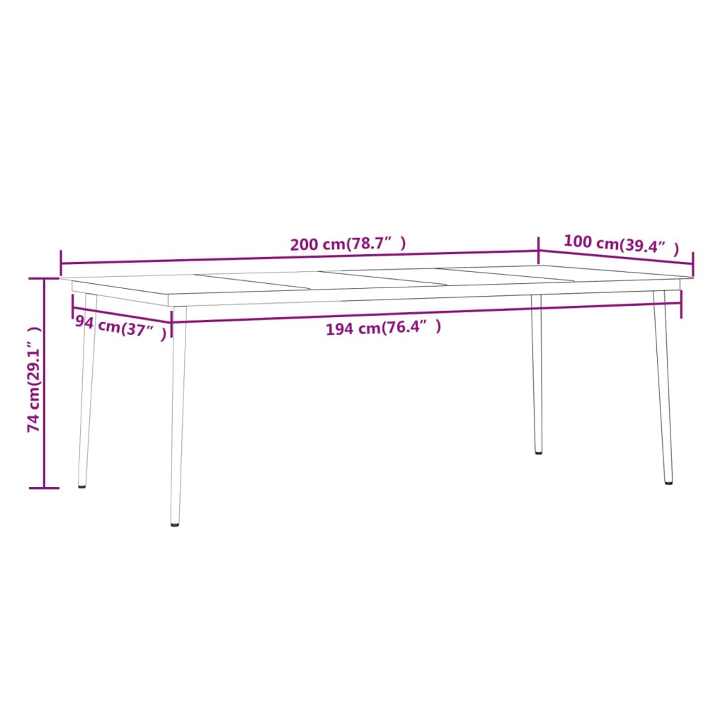 Set Mobili Da Pranzo Da Giardino 9 Pz Nero
