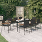 Set Mobili Da Pranzo Da Giardino 9 Pz Nero