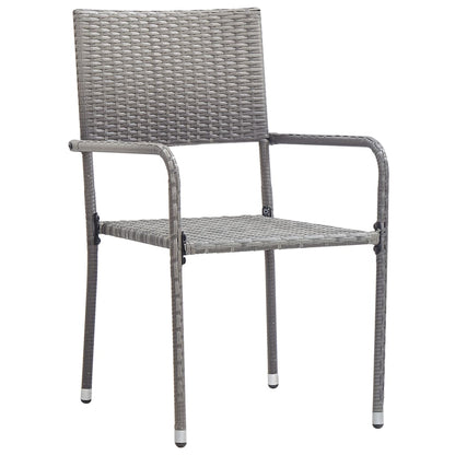 Sedie Da Pranzo Da Giardino 2Pz Impilabili Grigie In Polyrattan