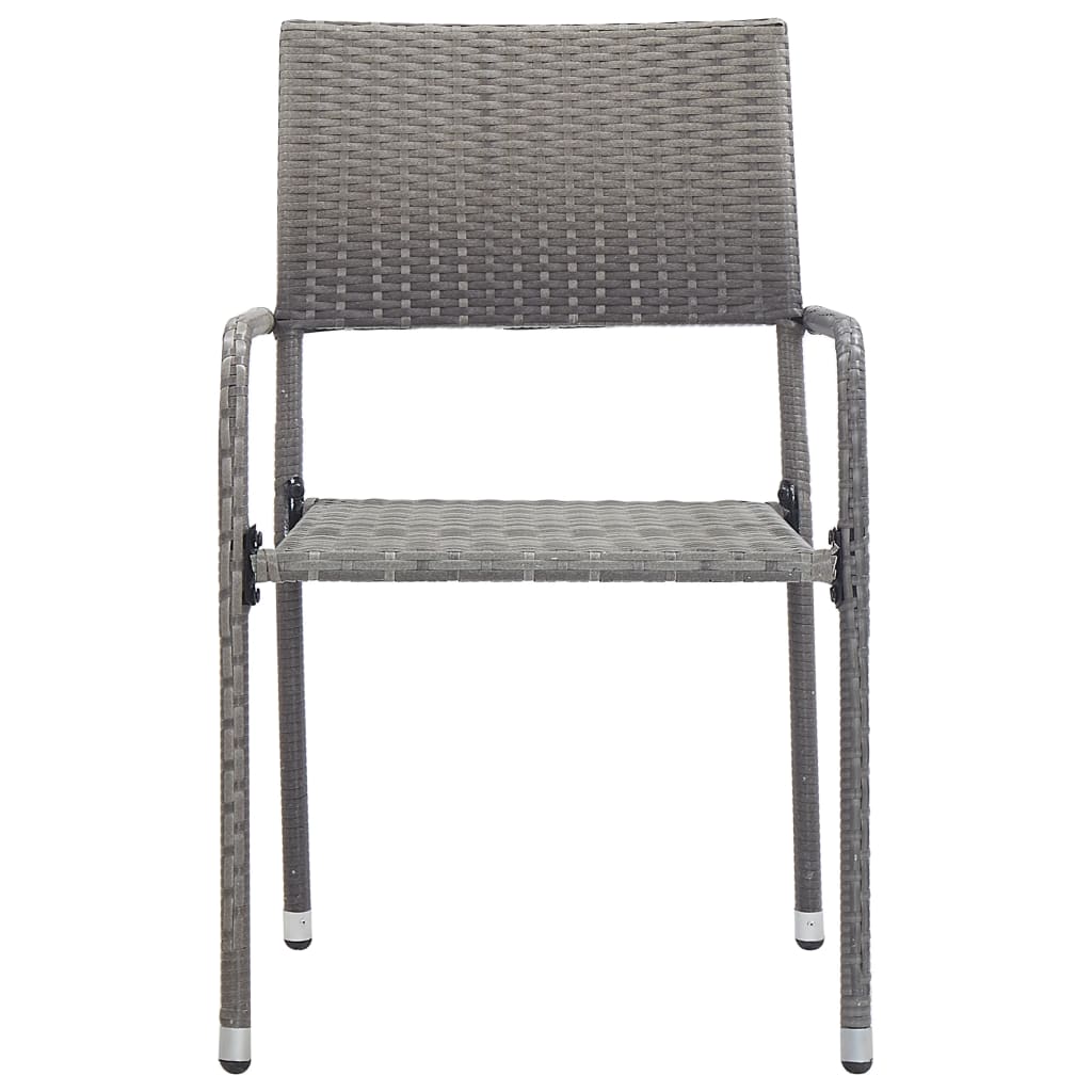 Sedie Da Pranzo Da Giardino 2Pz Impilabili Grigie In Polyrattan