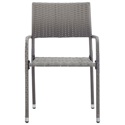 Sedie Da Pranzo Da Giardino 2Pz Impilabili Grigie In Polyrattan