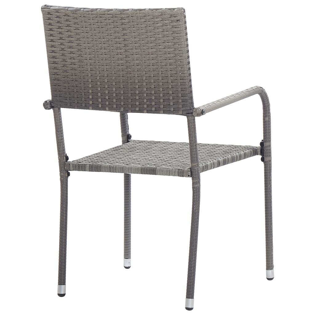 Sedie Da Pranzo Da Giardino 2Pz Impilabili Grigie In Polyrattan