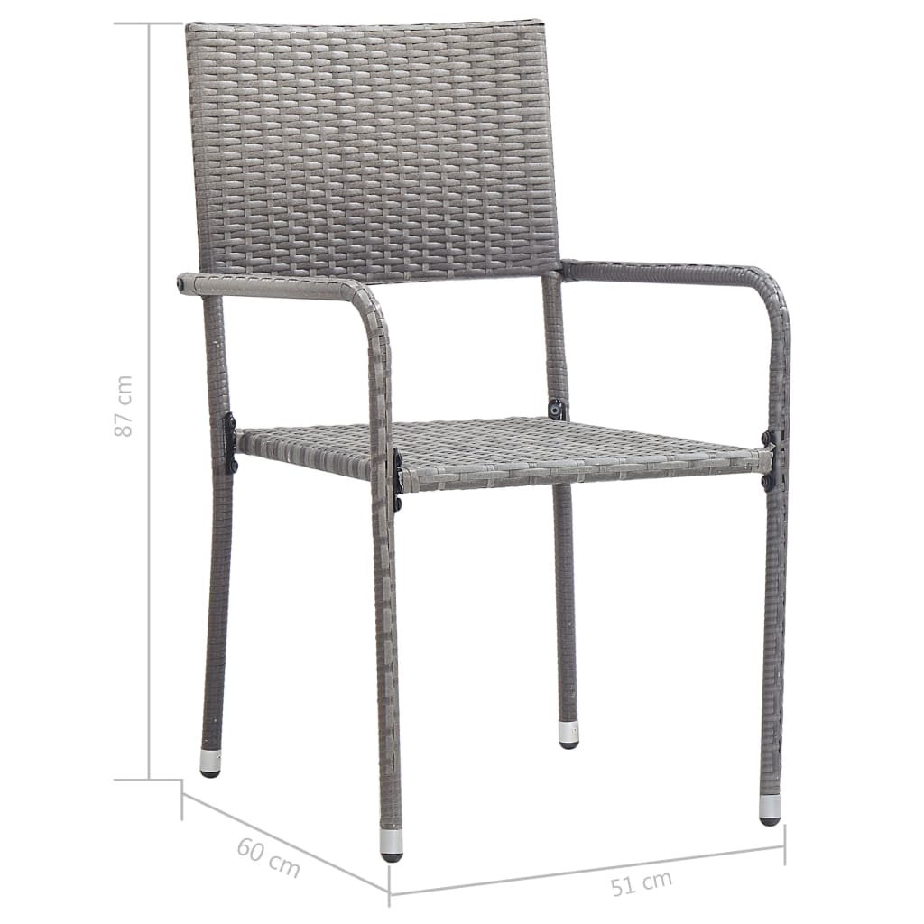 Sedie Da Pranzo Da Giardino 2Pz Impilabili Grigie In Polyrattan