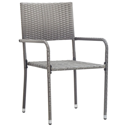 Sedie Da Pranzo Da Giardino 2Pz Impilabili Grigie In Polyrattan