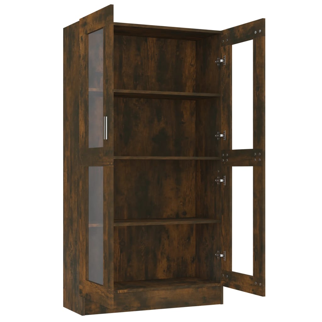 Mobile Vetrina 82,5X30,5X150Cm In Legno Multistrato Rovere Fumo