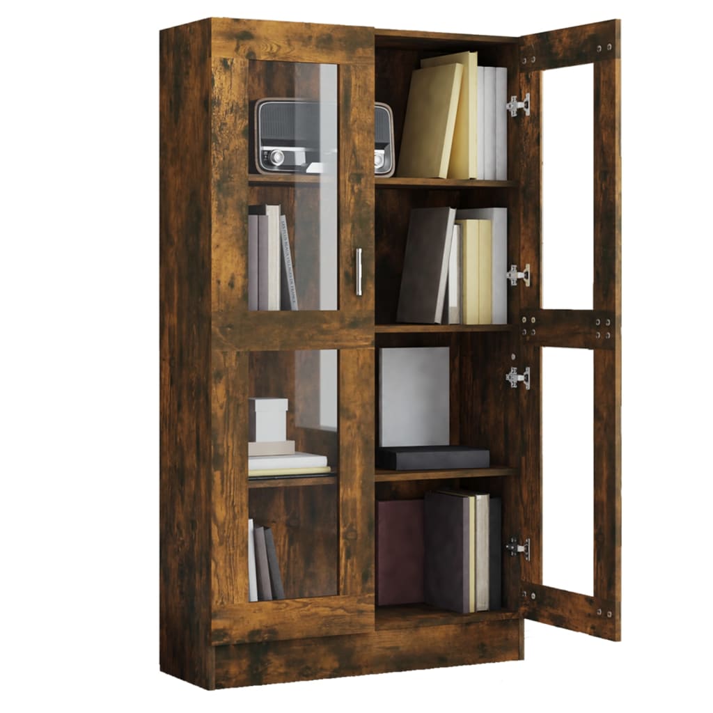 Mobile Vetrina 82,5X30,5X150Cm In Legno Multistrato Rovere Fumo