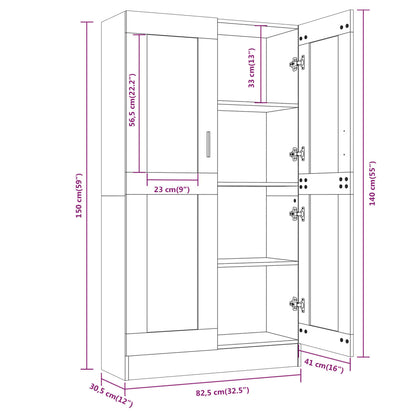 Mobile Vetrina 82,5X30,5X150Cm In Legno Multistrato Rovere Fumo