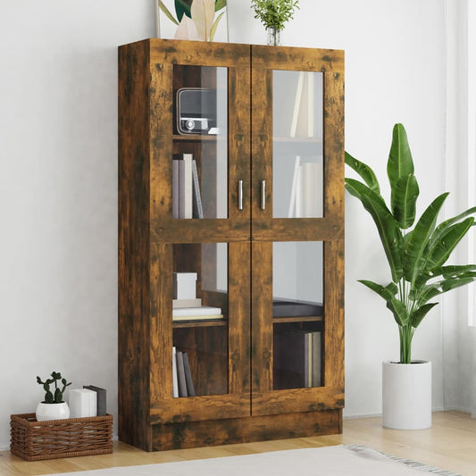 Mobile Vetrina 82,5X30,5X150Cm In Legno Multistrato Rovere Fumo