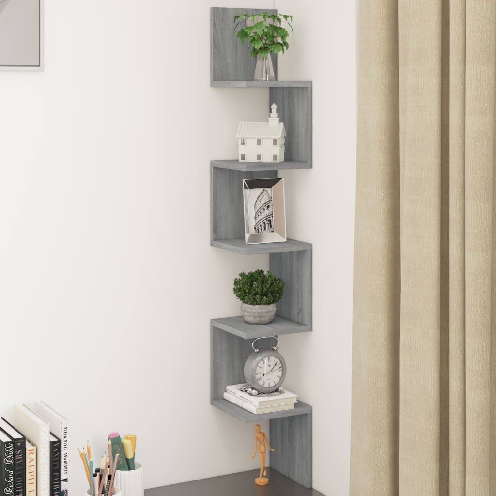 Mensola Angolare 20X20X127,5 Cm Truciolato Grigio Sonoma