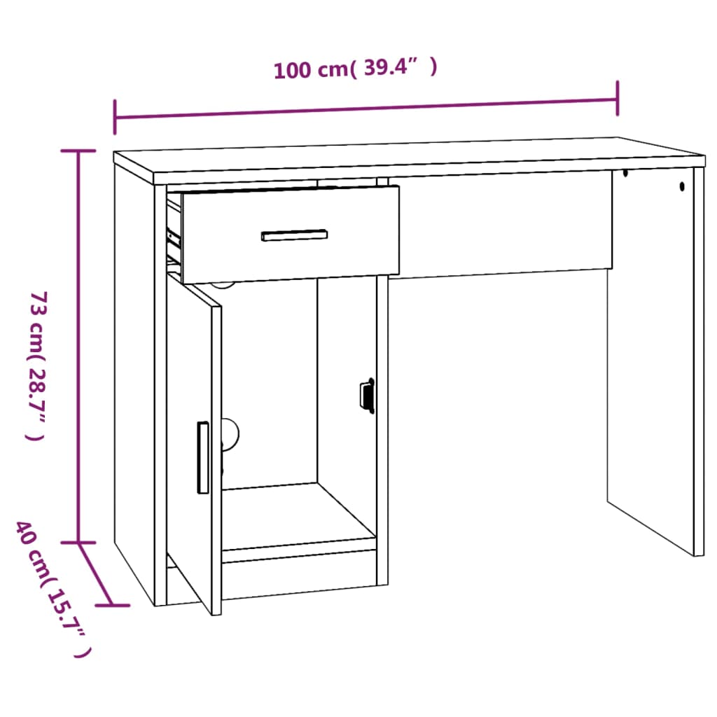 Scrivania Cassetto 100X40X73Cm Legno Multistrato
