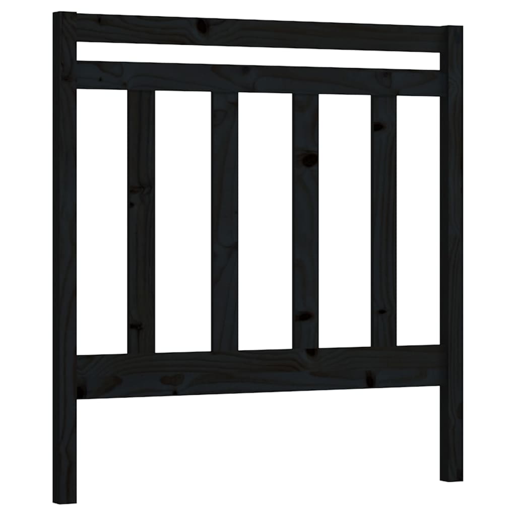 Testiera Per Letto Nera 106X4X100 Cm In Legno Massello Di Pino