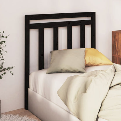 Testiera Per Letto Nera 106X4X100 Cm In Legno Massello Di Pino