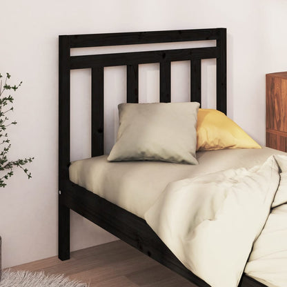 Testiera Per Letto Nera 106X4X100 Cm In Legno Massello Di Pino