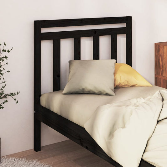 Testiera Per Letto Nera 106X4X100 Cm In Legno Massello Di Pino