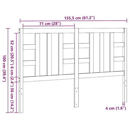 Testiera Per Letto Ambra 156X4X100 Cm In Legno Massello Di Pino
