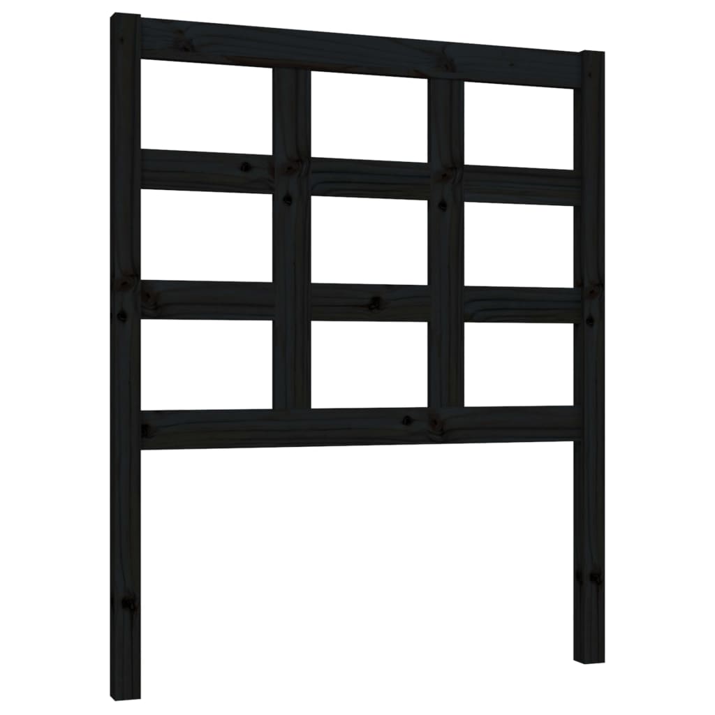 Testiera Per Letto Nera 80,5X4X100 Cm In Legno Massello Di Pino