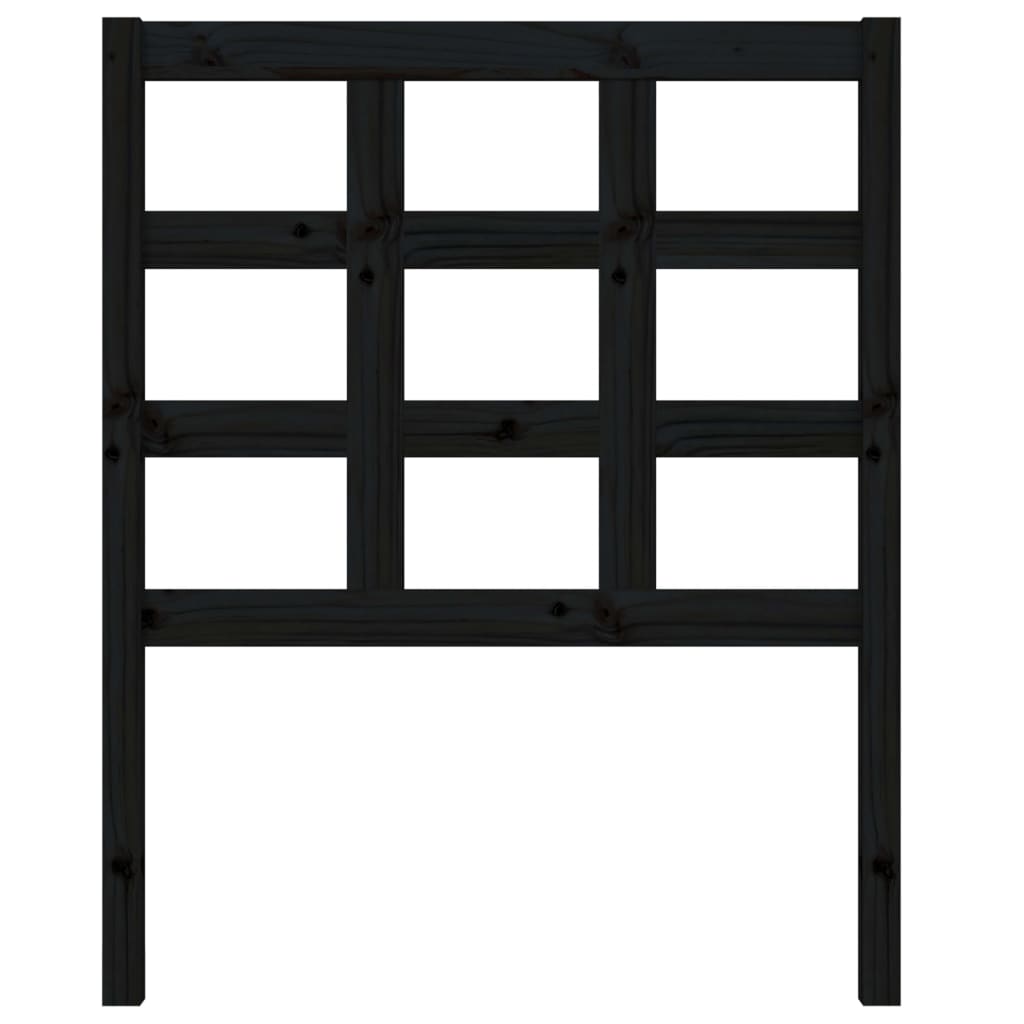 Testiera Per Letto Nera 80,5X4X100 Cm In Legno Massello Di Pino
