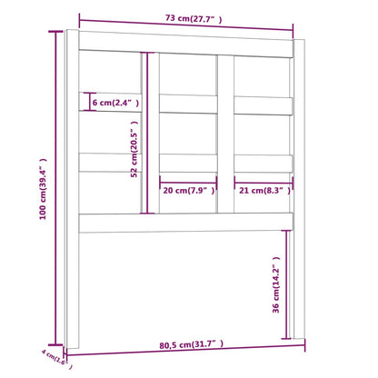 Testiera Per Letto Nera 80,5X4X100 Cm In Legno Massello Di Pino