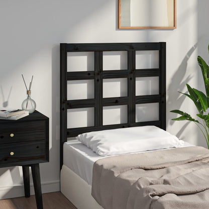 Testiera Per Letto Nera 80,5X4X100 Cm In Legno Massello Di Pino