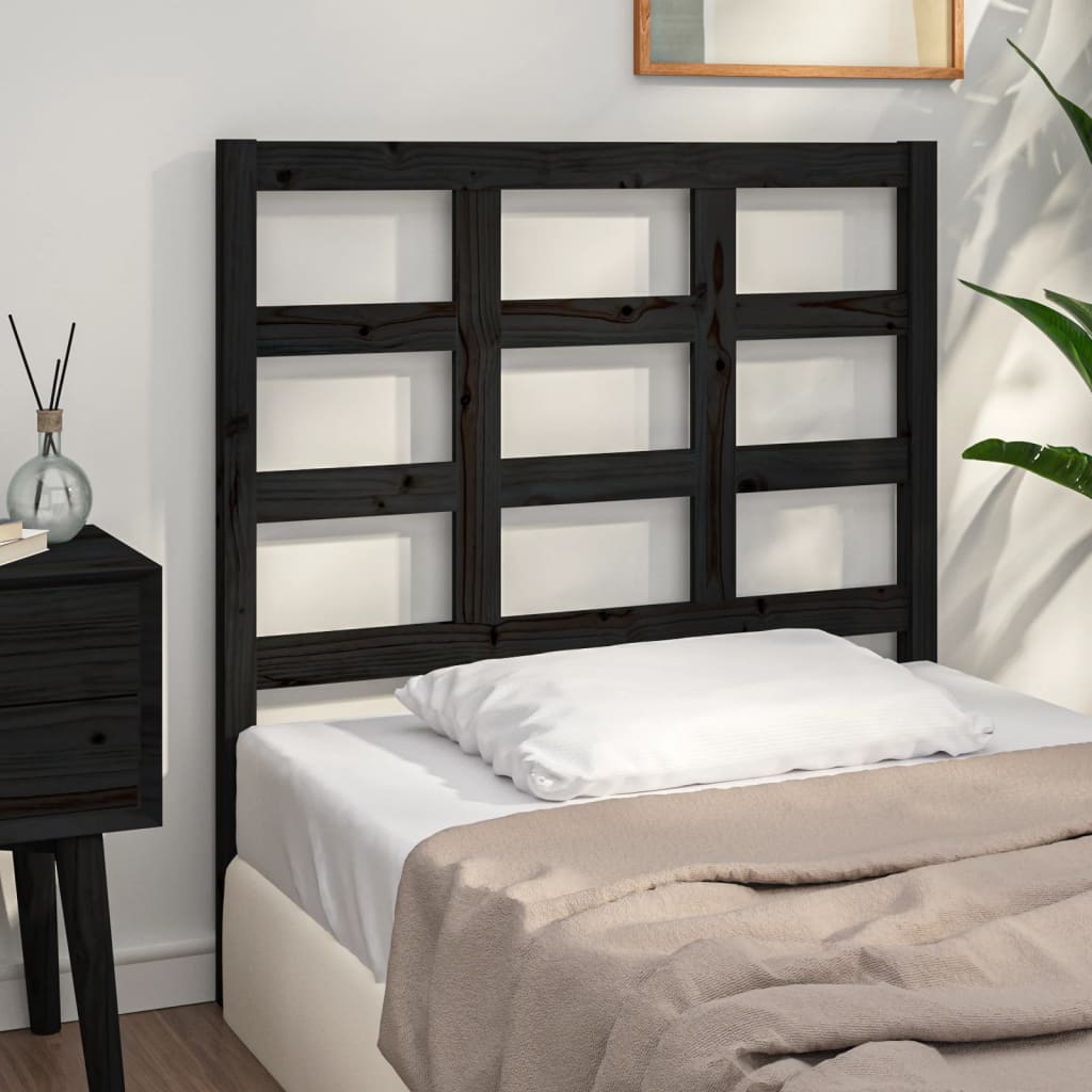 Testiera Per Letto Nera 80,5X4X100 Cm In Legno Massello Di Pino