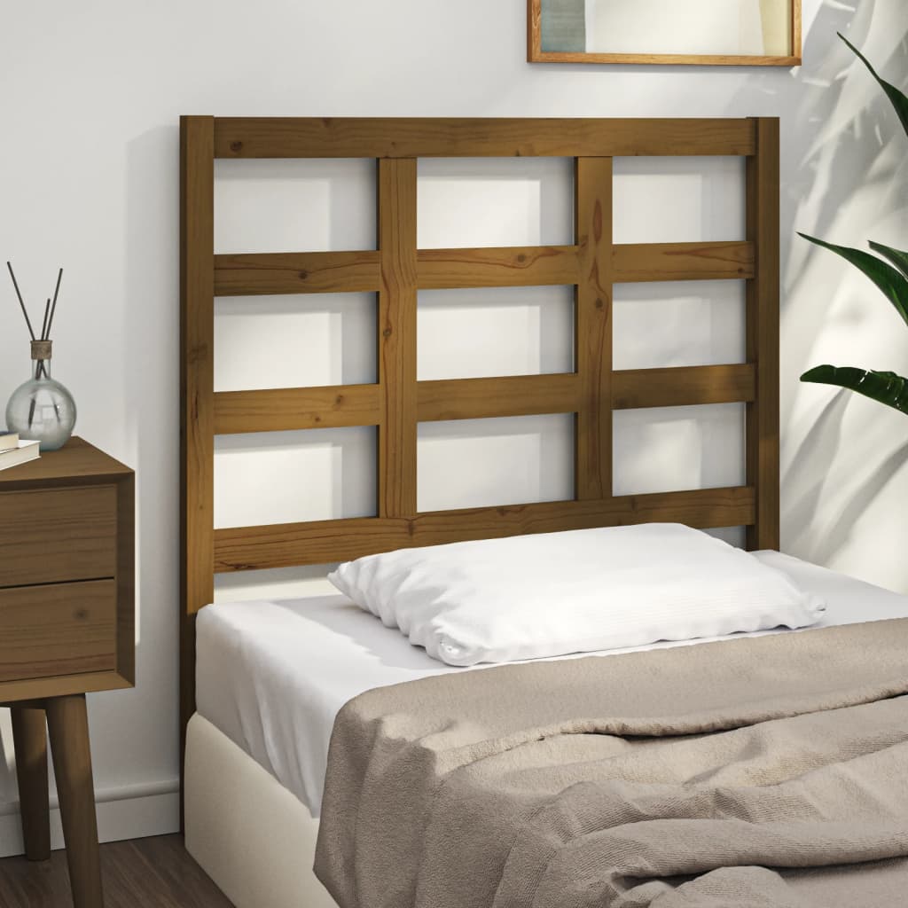 Testiera Per Letto Nera 80,5X4X100 Cm In Legno Massello Di Pino