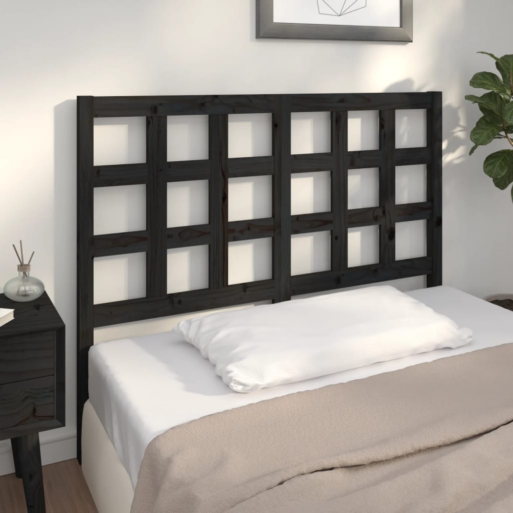 Testiera Per Letto Nera 80,5X4X100 Cm In Legno Massello Di Pino