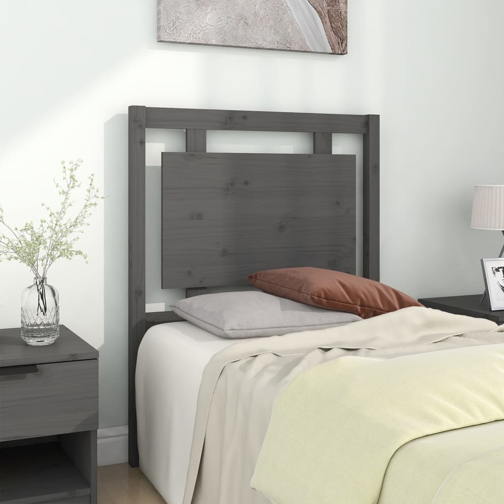 Testiera Per Letto Nera 80,5X4X100 Cm In Legno Massello Di Pino