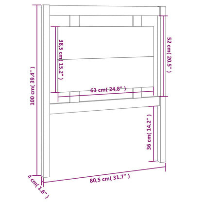 Testiera Per Letto Nera 80,5X4X100 Cm In Legno Massello Di Pino