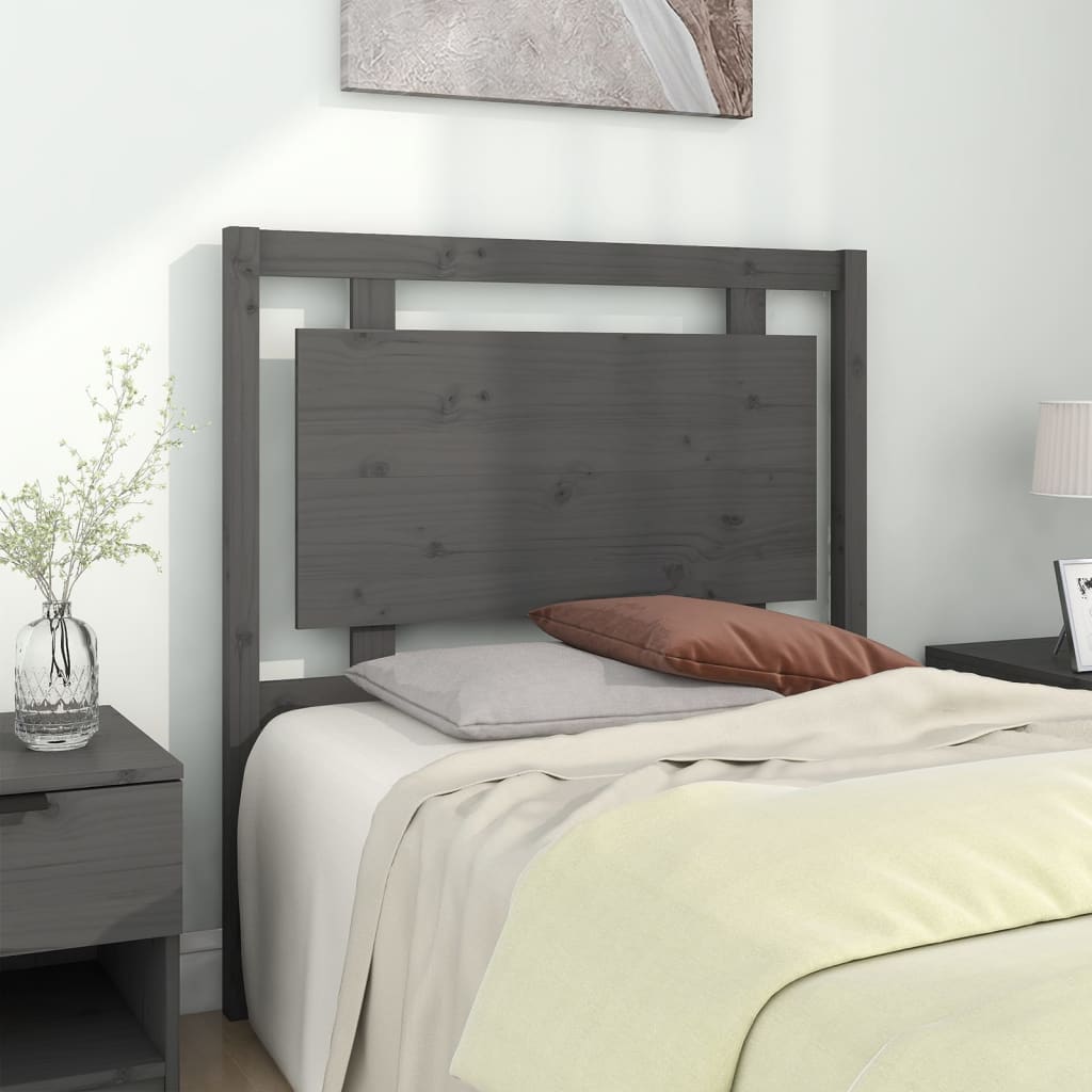 Testiera Per Letto Nera 80,5X4X100 Cm In Legno Massello Di Pino