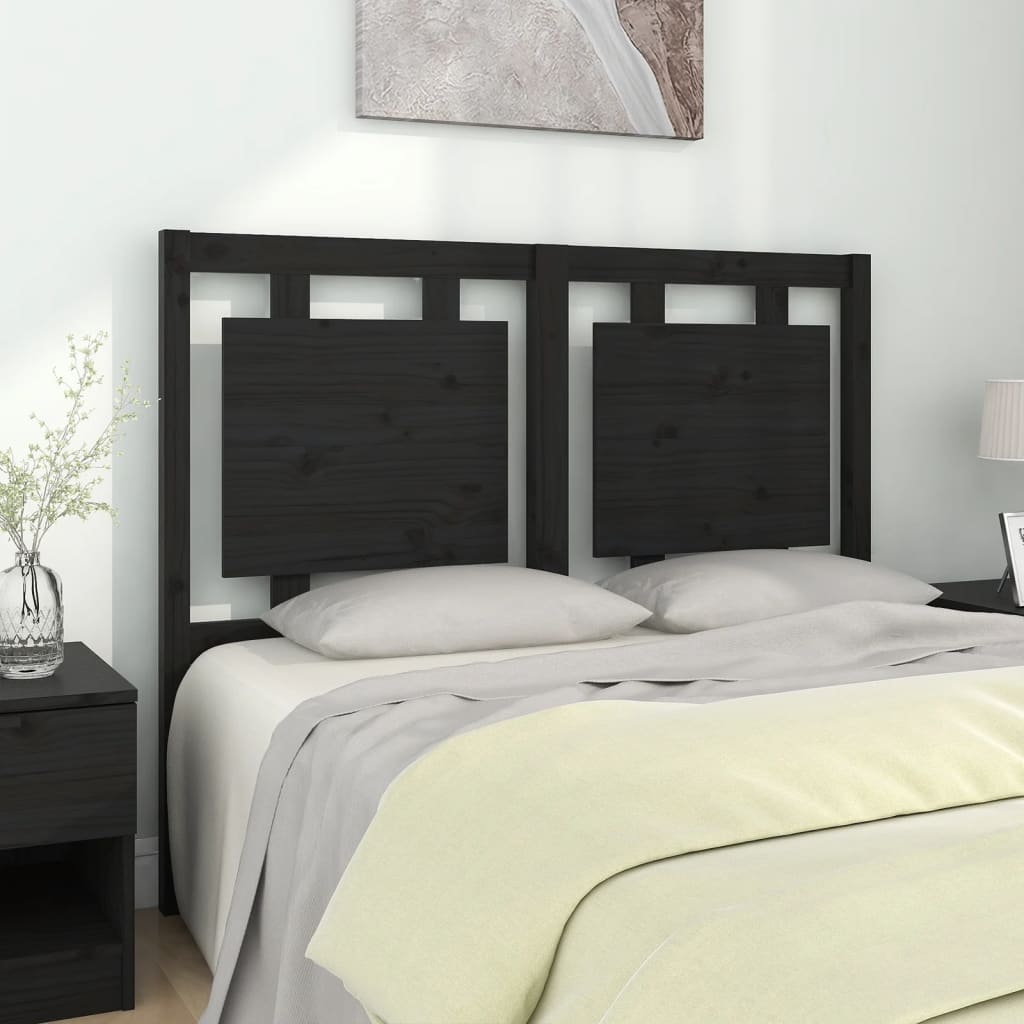 Testiera Per Letto Nera 80,5X4X100 Cm In Legno Massello Di Pino