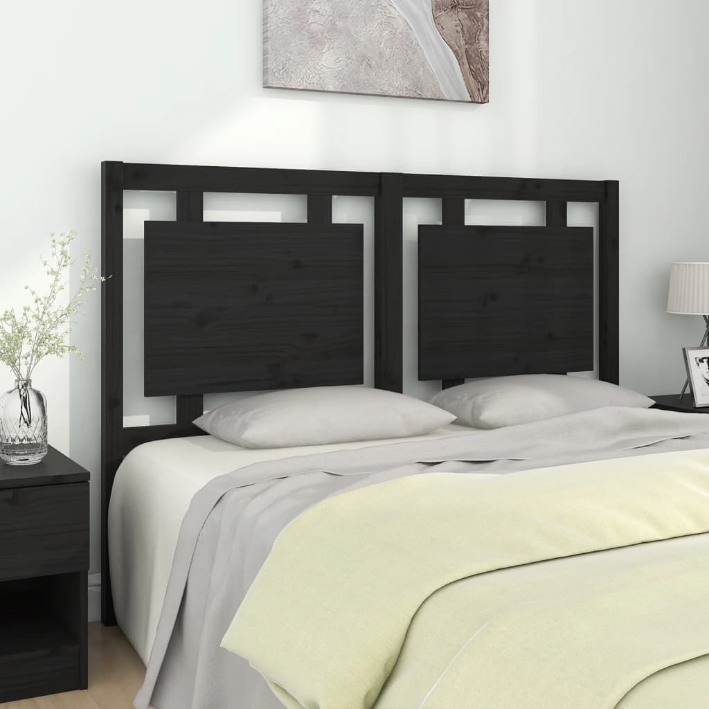 Testiera Per Letto Nera 80,5X4X100 Cm In Legno Massello Di Pino