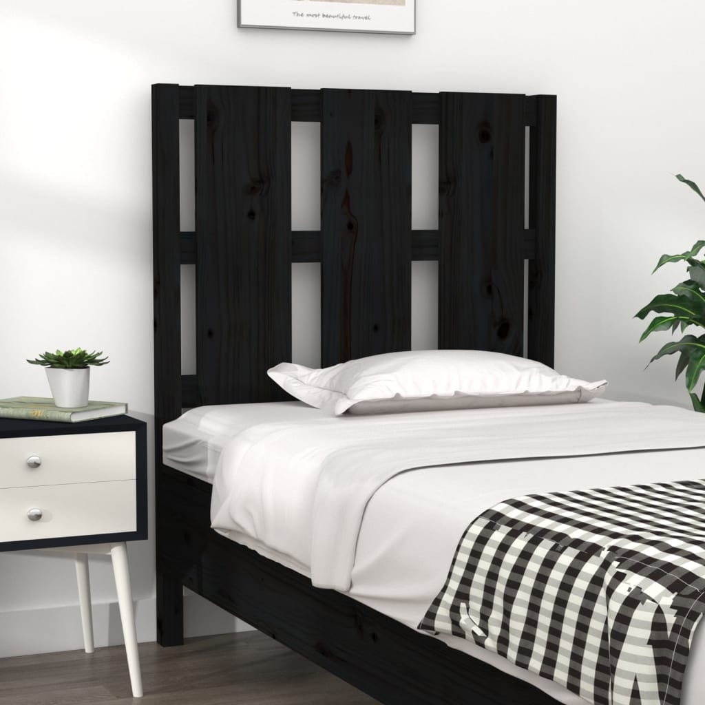Testiera Per Letto Nera 155,5X4X100Cm In Legno Massello Di Pino