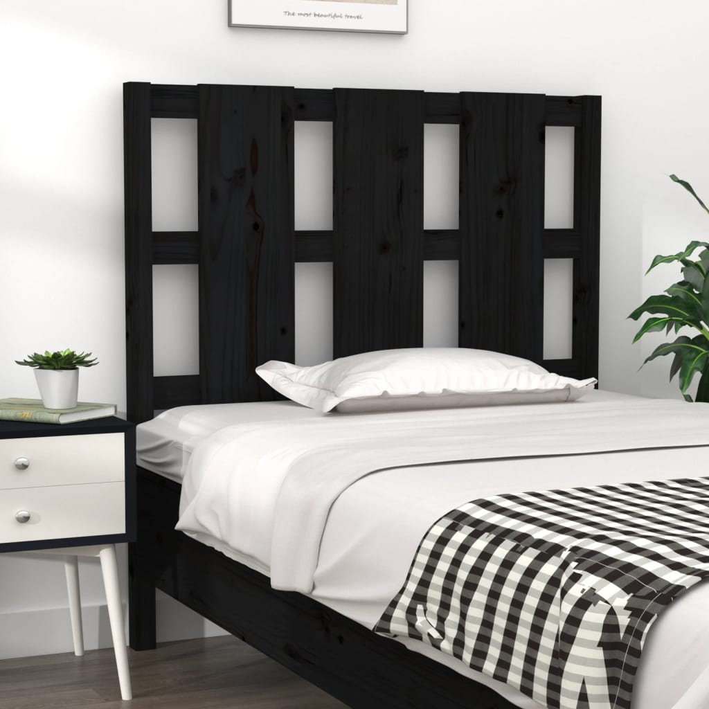 Testiera Per Letto Nera 155,5X4X100Cm In Legno Massello Di Pino