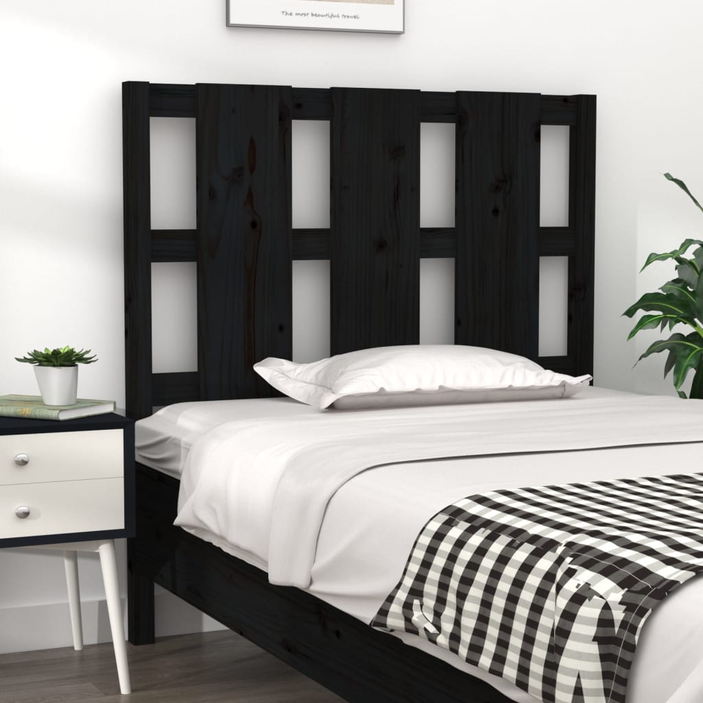Testiera Per Letto Nera 155,5X4X100Cm In Legno Massello Di Pino