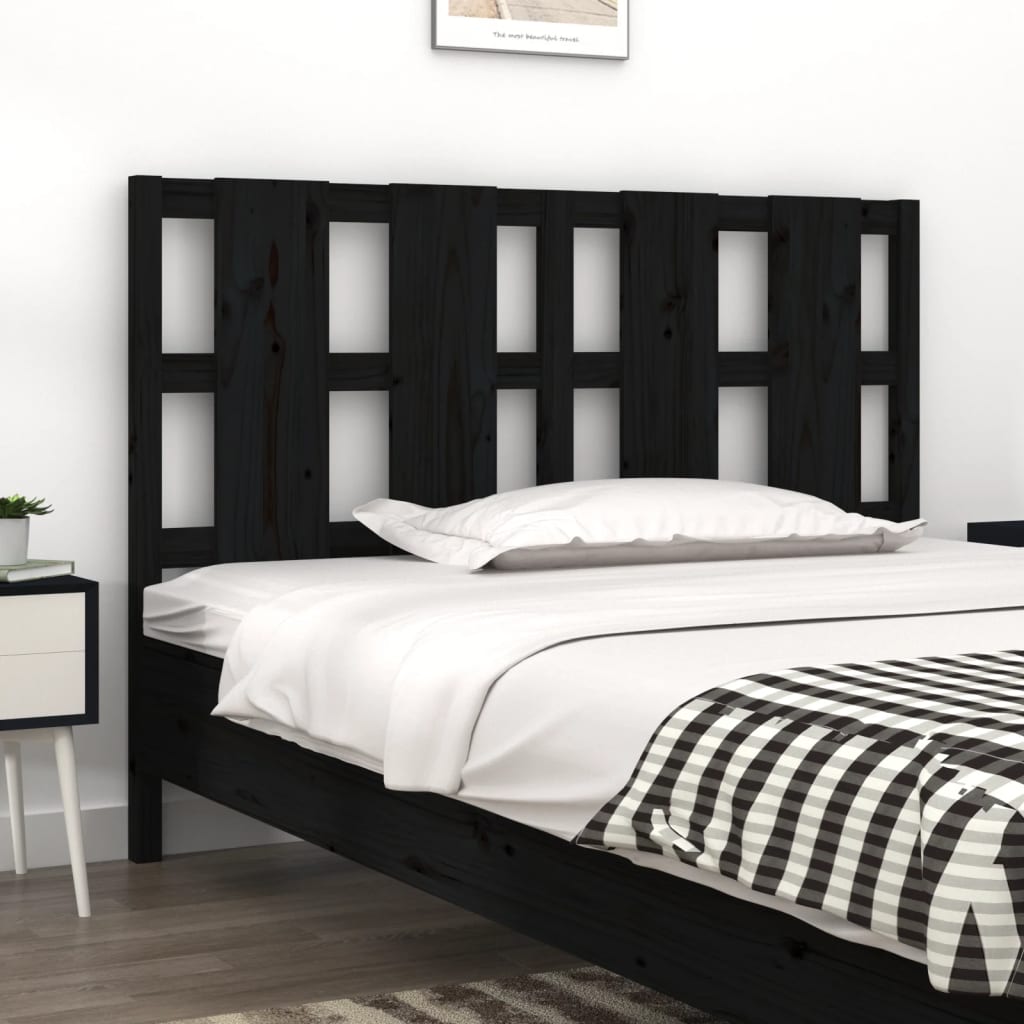 Testiera Per Letto Nera 155,5X4X100Cm In Legno Massello Di Pino