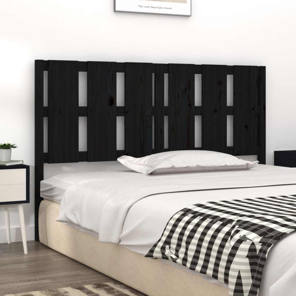 Testiera Per Letto Nera 155,5X4X100Cm In Legno Massello Di Pino