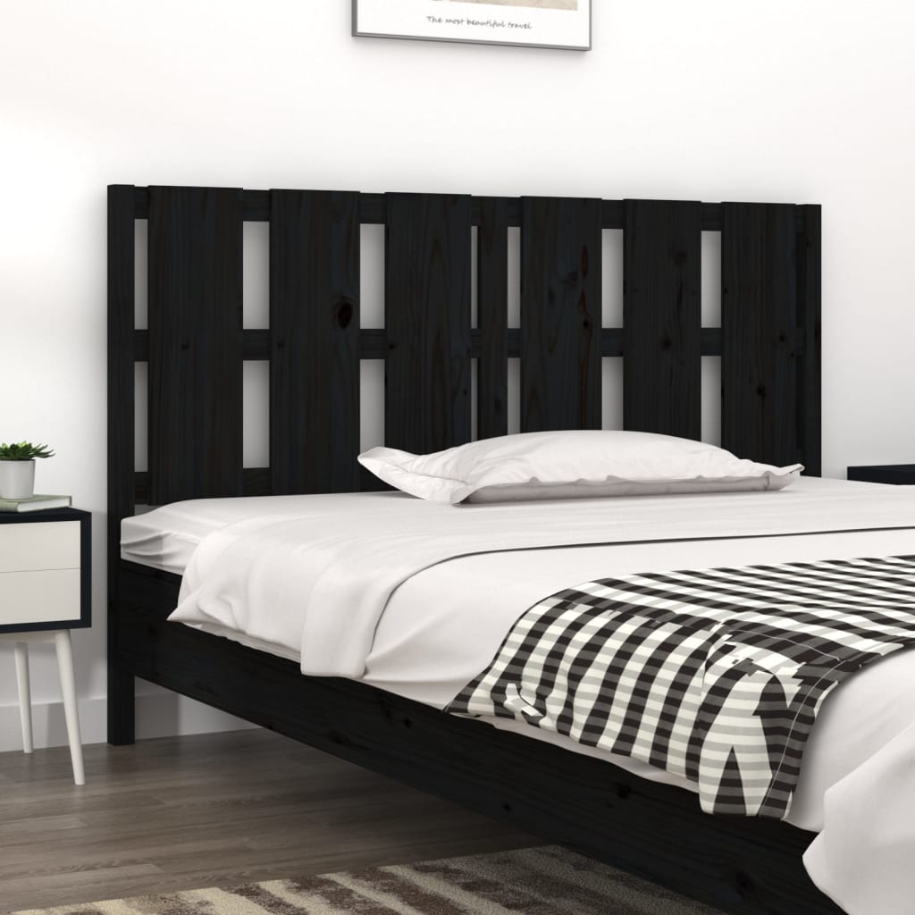Testiera Per Letto Nera 155,5X4X100Cm In Legno Massello Di Pino