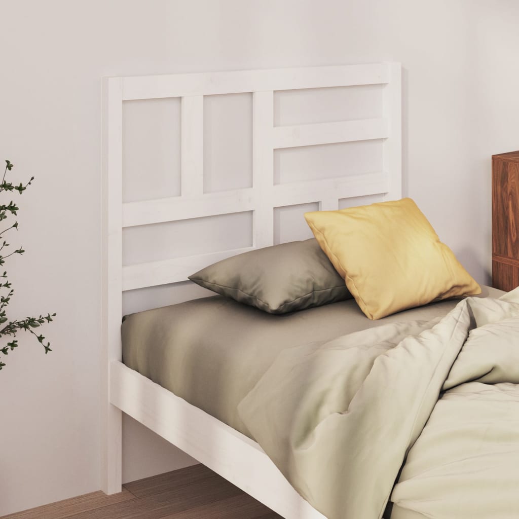 Testiera Per Letto Bianca 81X4X104 Cm In Legno Massello Di Pino Bianco