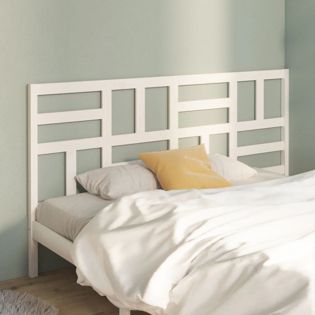 Testiera Per Letto Bianca 81X4X104 Cm In Legno Massello Di Pino Bianco