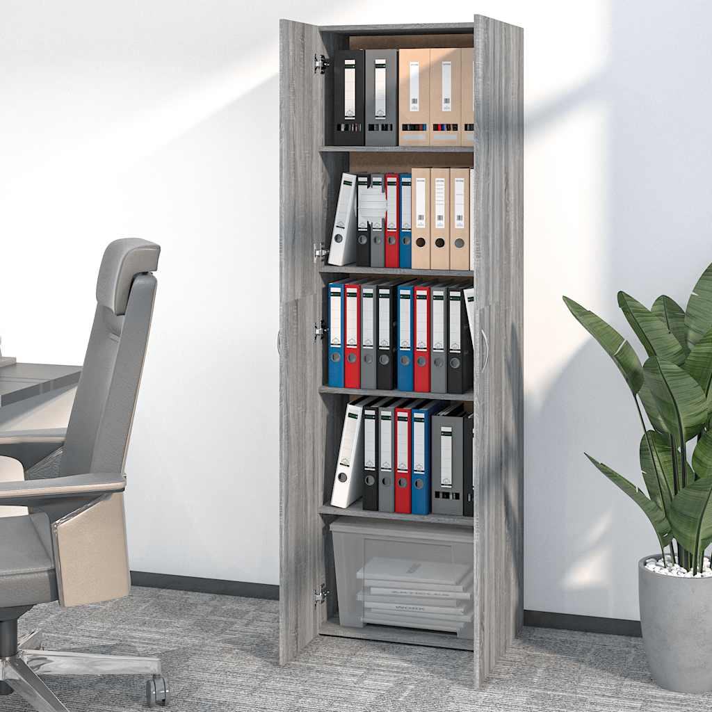 Armadio Per Ufficio Grigio Sonoma 60X32X190Cm Legno Multistrato
