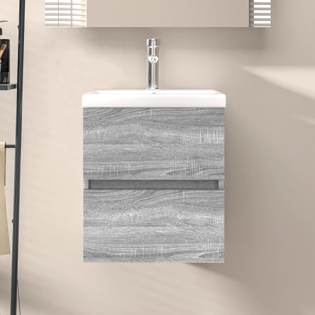 Mobile Sottolavabo 90X38,5X45Cm Legno Multistrato Grigio Sonoma