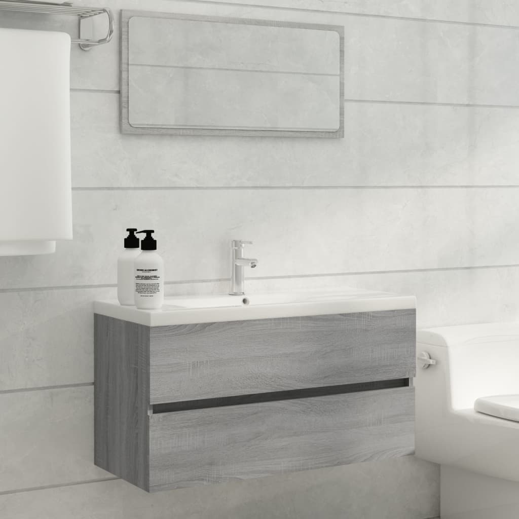 Mobile Sottolavabo 90X38,5X45Cm Legno Multistrato Grigio Sonoma