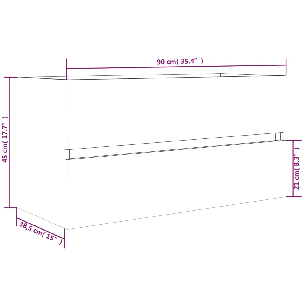 Mobile Sottolavabo 90X38,5X45Cm Legno Multistrato Grigio Sonoma