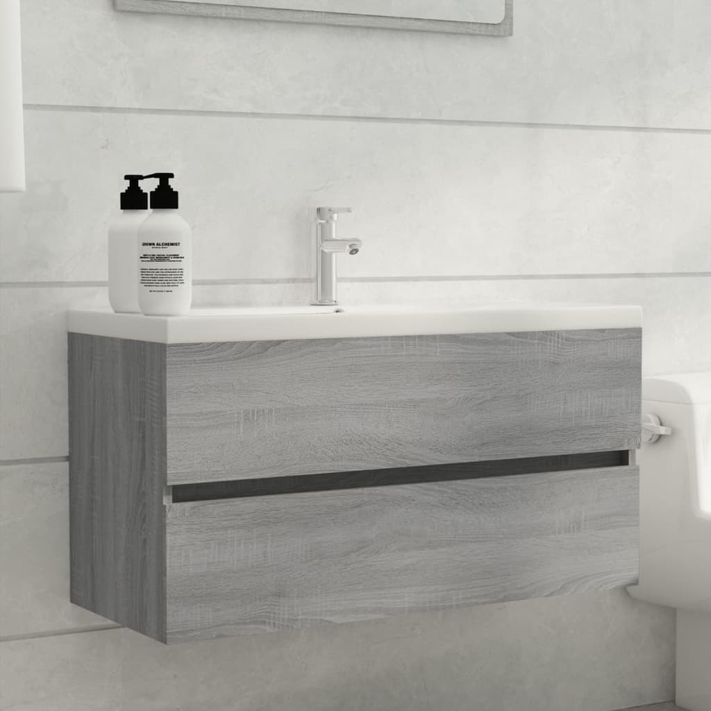 Mobile Sottolavabo 90X38,5X45Cm Legno Multistrato Grigio Sonoma